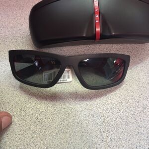Prada Mens Matte Black Sunglasses with Dark Lenses